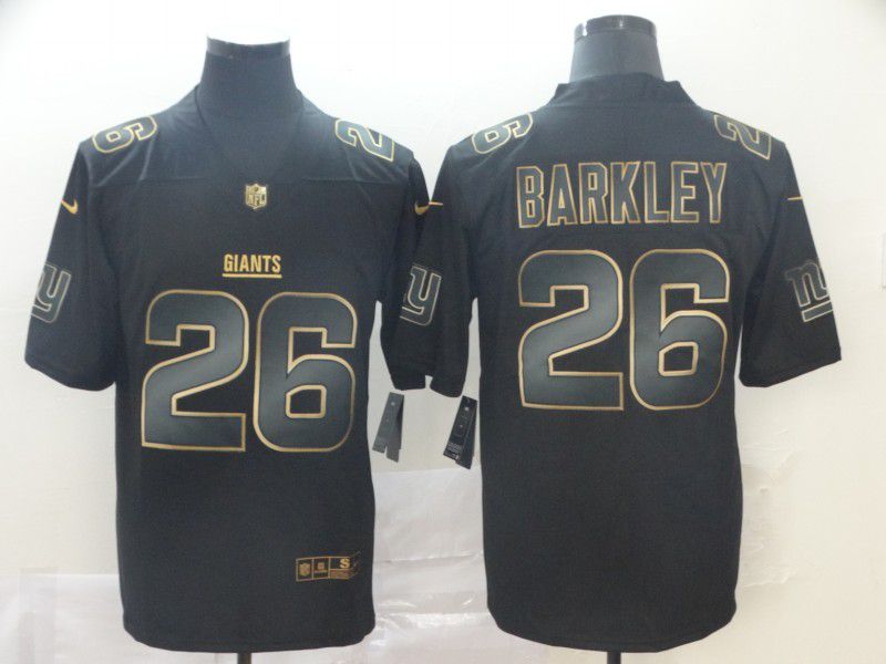 Men New York Giants 26 Barkley Nike Vapor Limited Black Golden NFL Jerseys